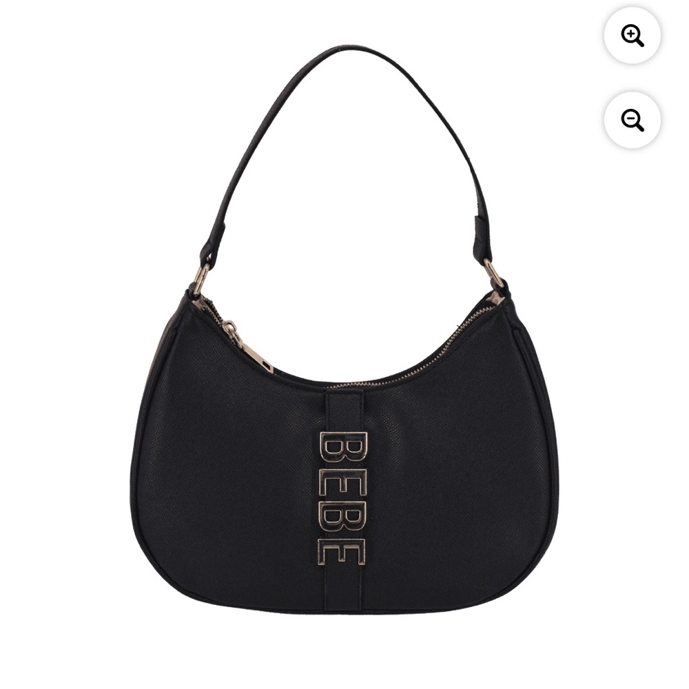 Bebe Black Convertible Shoulder Bag Crossbody Gold Chain Strap Logo Purse